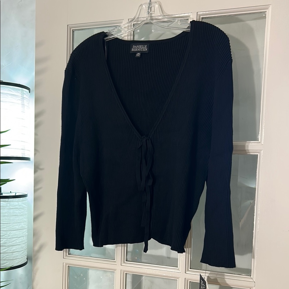 Danielle Bernstein Black Ribbed Cardigan